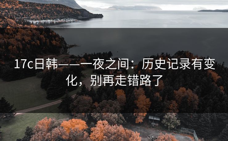 17c日韩——一夜之间：历史记录有变化，别再走错路了