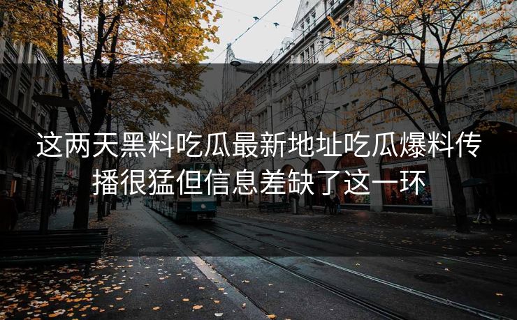 这两天黑料吃瓜最新地址吃瓜爆料传播很猛但信息差缺了这一环
