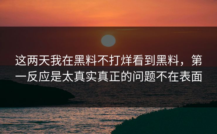 这两天我在黑料不打烊看到黑料，第一反应是太真实真正的问题不在表面