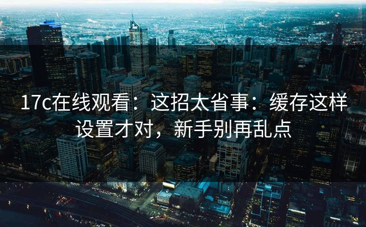 17c在线观看：这招太省事：缓存这样设置才对，新手别再乱点