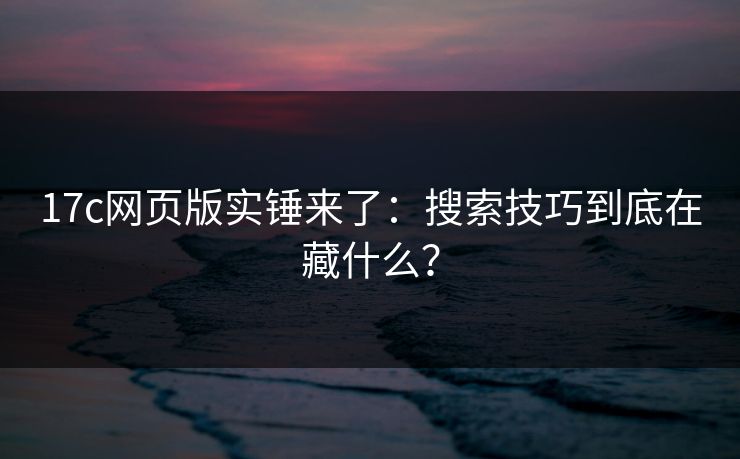 17c网页版实锤来了：搜索技巧到底在藏什么？