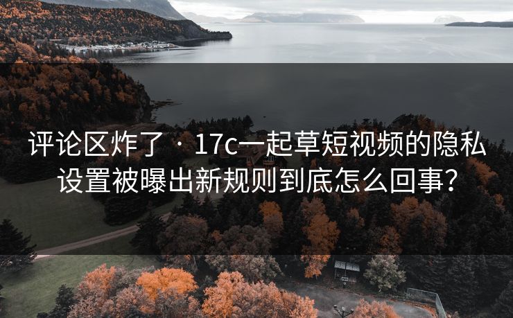 评论区炸了 · 17c一起草短视频的隐私设置被曝出新规则到底怎么回事？
