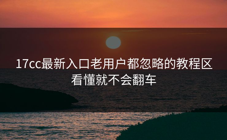 17cc最新入口老用户都忽略的教程区看懂就不会翻车