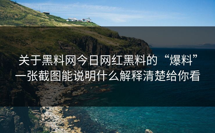 关于黑料网今日网红黑料的“爆料”一张截图能说明什么解释清楚给你看