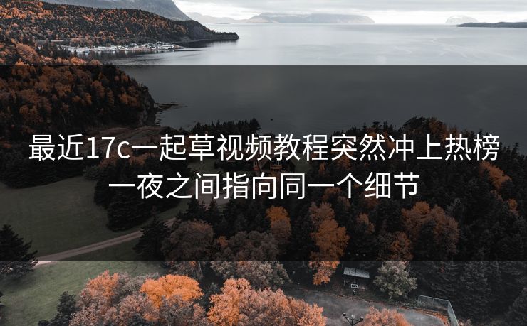 最近17c一起草视频教程突然冲上热榜一夜之间指向同一个细节