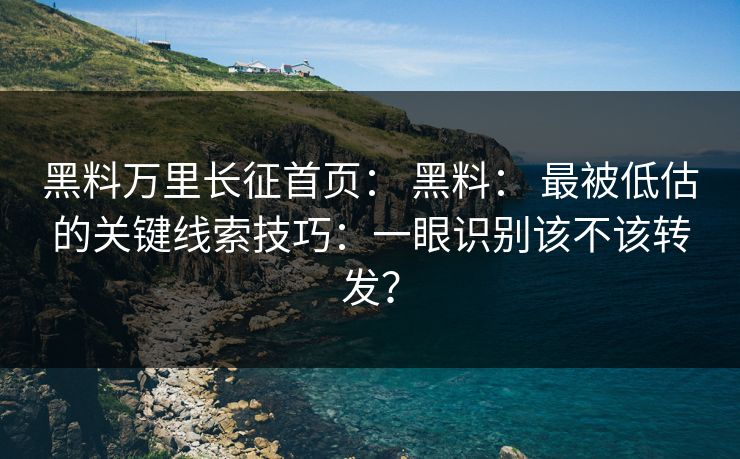 黑料万里长征首页: 黑料: 最被低估的关键线索技巧:一眼识别该不该转发? 黑料万里长征首页: 黑料: 最被低估的关键线索技巧:一眼识别该不该转发?